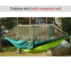 2017 Large Nylon Outdoor Hammock Parachute Cloth Fabric  Portable Camping Hammock With Mosquito Nets for 1-2 Person 260cm*130cm