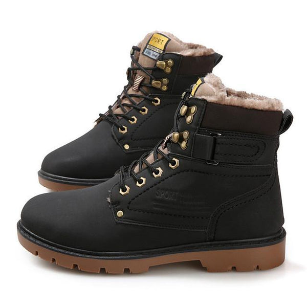 Super Warm Men's Winter Leather Boot Men Outdoor Waterproof Rubber Snow Boots Leisure Martin Boots England Retro Shoes for Mens