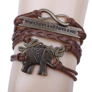 Elephant Handmade Leather Braid Fashion Bracelet