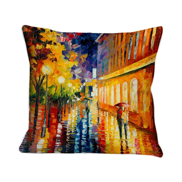 Oil Painting Sofa Bed Home Decoration  Pillow Case Cushion Cover