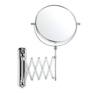 8 Inch 3X Magnification Wall Mounted Bathroom Stretchable Rotatable Round Double Dual Sided Hanging Makeup Shaving Cosmetic Mirror for Family Hotel